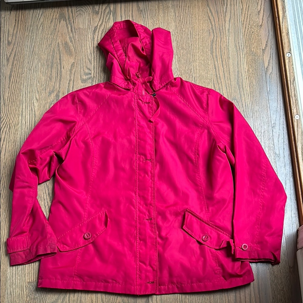 LANDS’ END RED RAINCOAT JACKET - SIZE L 14-16